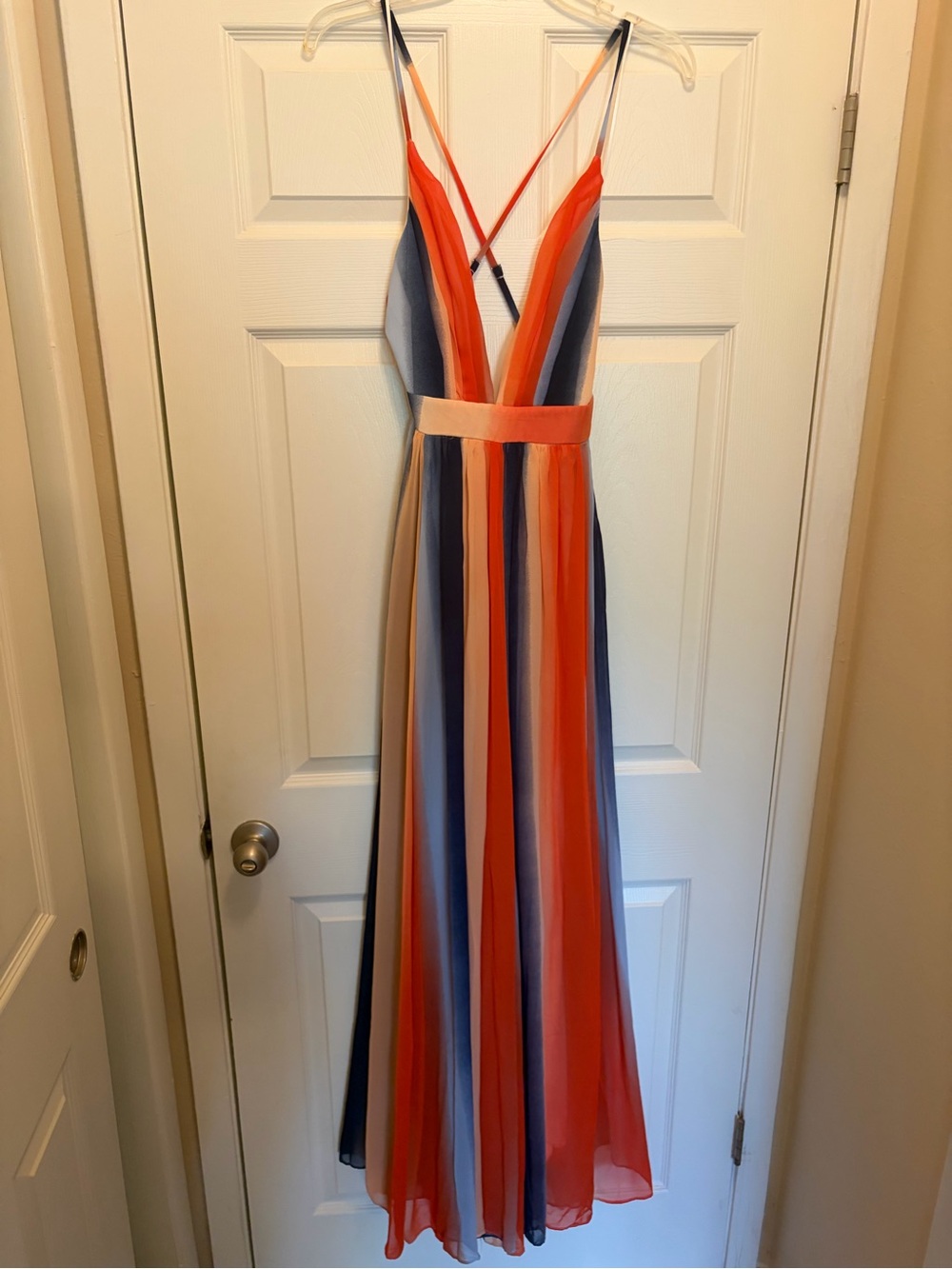 Luxxel Striped Maxi Dress in Orange, Navy & White Women’s Medium